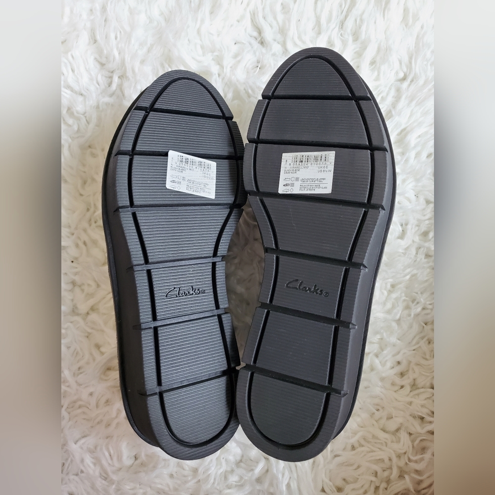 Clarks Airabell Mid Black Suede Women's Wedge Loafers - Size 8.5 - Picture 5 of 11